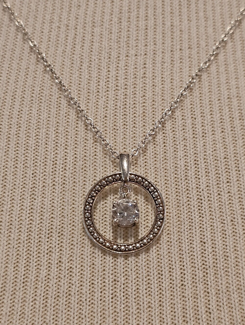 R.J. Graziano Sterling Silver CZ Circle Pendant Necklace